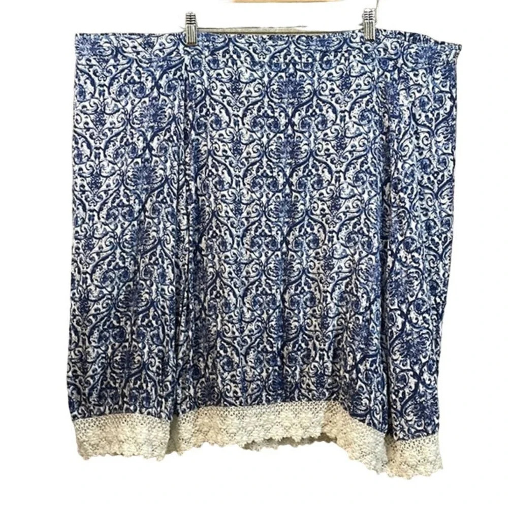 Plus Size BocaBay Blue & White Paisley Skirt‎ Size 3XL